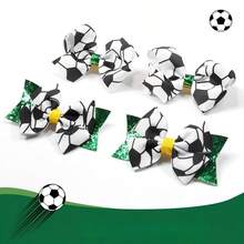 Ensemble d'accessoires pour cheveux de sport 4 pièces : pinces à cheveux à nœud motif football, pinces à cheveux fitness, accessoires pour cheveux de pom-pom girl pour femmes pour le quotidien et les fêtes, ensemble d'accessoires pour cheveux pour le jour de compétition, barrettes à cheveux, épingles à cheveux - Multicolore - Voir 3