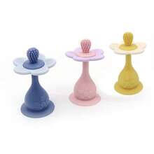 Silicone Multi-Function Rattle Toy, Bright Colors With Rattle, Develop Baby's Visual And Auditory Abilities, Multiple Chewing Points Teething Toy, Bottom With Suction Cup, Can Be Used On High Chair As Baby Feeding Focus Toy - Multicolor - View 9