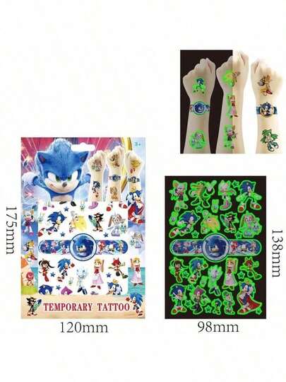 1 Box Of Gift Set With Cartoon Temporary Tattoo Stickers, Suitable For Birthday Party, Boys, One-Time Water Transfer, New Year Gift, Valentine's Day Gift, Easter Gift [Random Style]