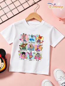 Disney Zootopia Kids T-Shirt, 100% Cotton Judy & Nick & Friends Photo Card Style Graphic Tee, Unisex For Boys & Girls Ages 4-12, Soft Breathable No Fade, Ideal For School Outdoor Sports Casual Wear, Perfect Birthday & Children's Day Gift - trắng - Xem 2