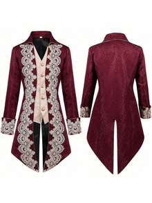 Men's Steampunk Medieval Jacket Gothic Victorian Era Costume Uniform For Men Cosplay - Green Lace Tuxedo - View 3
