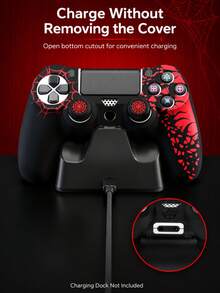 2026 New Red Spider Web 4 Controller Cover Set, Non-Slip Silicone Protective Case + Raised Joystick Caps, Supports Charging With Protective Case, Separate Case/Caps/Set Available, Anti-Slip, Anti-Sweat, Anti-Dust, Anti-Scratch, Enhances Grip, Improves Gaming Experience, Best Gift For 4 Players, Christmas/New Year 2026 Gift, Holiday Promotion/Christmas Special Edition, Children/Family Gift - Multicolor - View 5