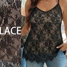 Plus Size Women Summer Casual Vacation Floral Lace Camisole - Multicolor - Ver 8