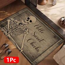 1pc Skull Pattern Printed Linen Kitchen Rug, Bathroom Mat, Doormat, 3D Printed Rectangle Carpet For Living Room, Bedroom, Hallway, Bathroom, Laundry Room - Polyester Rug For Indoor And Outdoor Home Decor - Multicolor - View 18