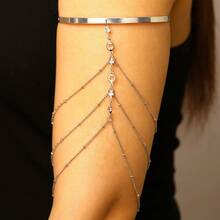 1 pieza Cadena de brazo con capas de diamante de imitación, brazalete ajustable para el brazo superior, joyería de cadena corporal bohemia para fiesta - borla - Ver 4