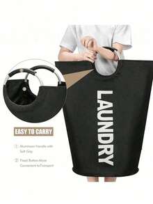 1 Peça Cesto de Roupa Dobrável Preto, Economiza Espaço, Grande Capacidade de Armazenamento, Estável e Durável, Leve e Portátil, Respirável e à Prova de Umidade, Adequado para Banheiro, Quarto, Lavanderia, Guarda-Roupa, Varanda, Viagem e Viagem de Negócios. Cesto de Roupa Suja Vertical de Grande Capacidade para Armazenamento. - Vários estilos e cores - Visão 7