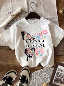 Camiseta manga corta cuello redondo 100% algodón, estampado trendy, tejido ligero y ventilado, estilo moda casual, apta para vida diaria, salidas informales y citas en primavera, verano y otoño - Blanco - Ver 7