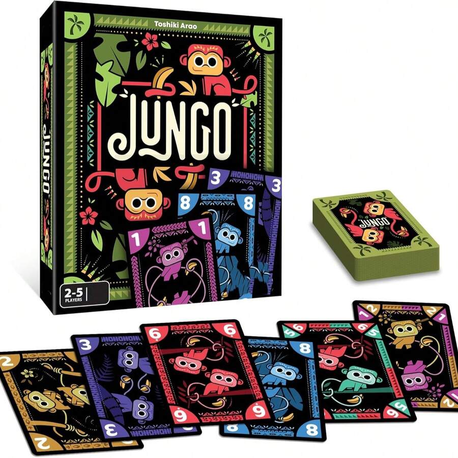 Jungo | 一款看似简单却充满挑战的卡牌游戏 | 旅行、露营、家庭游戏之夜的完美之选 | 2-5人游戏 - 彩色 - 查看 1