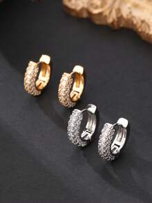 1 chiếc khuyên tai tròn đính đá Rhinestone trang trí hoàn toàn dành cho nam, món quà lý tưởng để đeo hàng ngày cho bạn bè và anh em - Số 2, 2 miếng - Xem 5