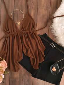 Women's Carnival 2026 Outfit: Cropped Top And High-Waisted Shorts - Blogger Look For A Cool Summer - Màu Khaki - Xem 2