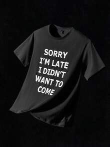 NEON BLANC Short-Sleeved Crew Neck T-Shirt With Letter Print, Casual And Versatile For Everyday Use - Black - View 5