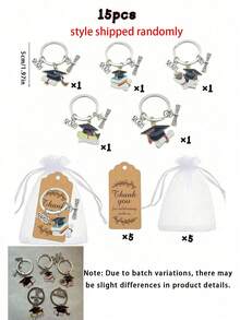 30pcs/15pcs Graduation Commemorative Keychains - Metal Inspirational Keychains With Thank You Cards, Unisex 2026 Graduation Keychains Suitable For Various Graduation Occasions, Celebration Theme, Special Function Souvenir, Rectangular, Special Function Souvenir, Cute Alloy Oil Drop Graduation Cap Keychains, Graduation Ceremony Gift, Graduation Season, Graduation Gift - Multicolor - View 5