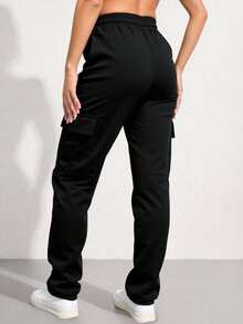 Women Jogger Pants Pantalones Mujer Relax Fit Elastic Cuff Streetwear Trousers - Negro - Ver 3