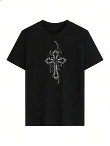 Gothic Short-Sleeve T-Shirt, A  Short-Sleeve T-Shirt For Spring And Summer 2026, Made In Mexico, 180 Grams. Cartoon Print, Couple Design, Suitable For Indoor Or Outdoor Wear. Crew Neck, Unisex, Ideal For Office And Leisure. One-Pack. - BK-P631577SLNDXZGY436 - 查看 3