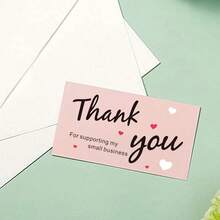 50pcs Gold Foil Thank You Cards, Business Decorative Sticker Labels, Gift Packaging Thank You Cards, Gift Packaging Thank You Message Cards - Pink - View 4