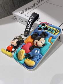 Disney Mickey Mouse Clubhouse Phone Case : 3D Fluffy Pattern Border Protector Phone Soft Phone Case With A Free Cute Mickey Bracelet Chain Lanyard, Mickey, Minnie, Goofy, Donald Duck, Daisy Duck, Pluto, For Apple 17 Promax 17 Pro 16 15 14 13 12 11 Pro Max XS Max X XR Soft Cover Summer Phone Case - 白色 - 查看 7