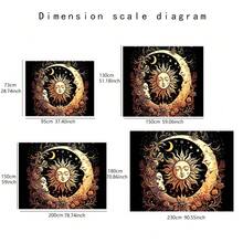 1 pieza Tapiz con sol y luna sobre fondo negro con patrón bohemio dorado, decoración de pared para un estética mística y celestial, decoración de pared de arte bohemio chic - Multicolor - Ver 3