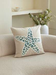 LCUHPCL 1pc 3D Embroidered Starfish Decorative Pillow Case, Ocean Style Home Decor Suitable For Living Room, Sofa, Etc. - Multicolor - View 7
