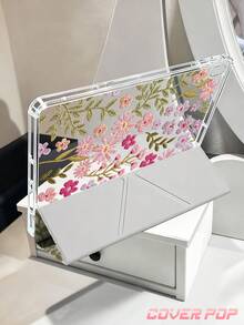 粉色花卉印花刺繡平板保護殼，相容 iPad Air 8(M4)2026(11吋)、Air 8(M4)2026(13吋)、Air 11吋 M3 2025/M2 2024、Air 第5代 2022、(A16) 11吋第11代 2025，相容 Galaxy Tab、Kindle Paperwhite 第12代 2024，透明背蓋時尚圖案保護殼，自動休眠/喚醒功能，氣墊防摔保護，適合禮品與辦公使用 - 彩色 - 查看 5