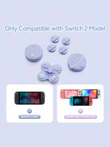 GeekShare Bộ phím điều hướng và nắp cần điều khiển bằng silicon Purple Planet, nắp nút ABXY tương thích với 2 - Màu tím hoa cà - Xem 12