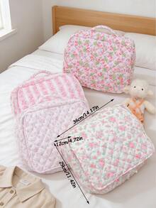 Large Capacity Travel Luggage Bag Multifunctional Storage Bag Pink Floral Print Luggage Organizer Bag Foldable Clothing Storage Bag,Wash Bag - Multicolor - View 9