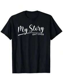 1 camiseta negra para hombre con estampado de cita motivacional, cuello redondo, camiseta casual de algodón, tejido de punto de elasticidad media, corte regular para hombre, talla S-XXXXXL - Negro - Ver 7