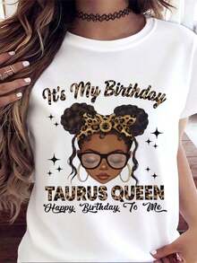 Camiseta con diseño de cumpleaños de la Reina Taurus para mujer, para celebraciones de cumpleaños, de algodón suave de 220 g, adecuada para uso diario en la universidad. - Blanco - Ver 2