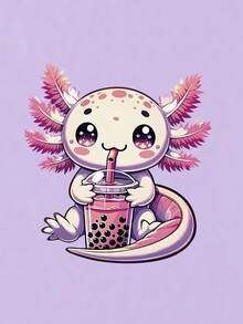 2er/Set Lässiges Outfit für Tween-Mädchen, süßes Bubble Tea Sechseck Dinosaurier Muster lockeres T-Shirt, kombiniert mit Capybara Biker Shorts, geeignet für den Sommer - Mauve - Übersicht 9