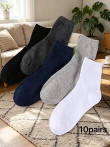 10 đôi tất dài đến bắp chân, mềm mại và thân thiện với da, phù hợp cho cả công sở và thường ngày quanh năm. - Nhiều màu - Xem 11