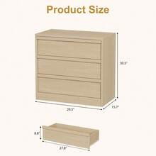 Modern Dresser for Bedroom - 3 Drawer Chest with Spacious Storage - Versatile bedside table or Bedside Table for Living Room, Nursery, Entryway - Beige - Übersicht 2