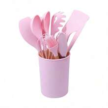 Silicone Kitchen Cooking Tools, Heat-Resistant And Non-Stick Wooden Handle Kitchen Utensils, Including Whisk, Spatula, And Brush (White) - Multicolor - View 4