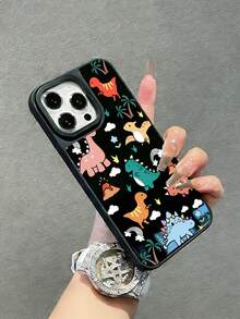 1 pieza Funda de teléfono minimalista y personalizada con espejo negro a prueba de golpes, adecuada para iPhone 15 16 17 Pro 17 Pro Max, 13/11/17/16/14/15 Pro/15 Plus/15 Pro Max - Negro - Ver 3