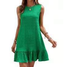 2026 Spring/Summer New Versatile Sleeveless Round Neck Dress Women's Swim Dress Beachwear - Black - View 5