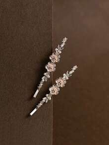 Luxury Chic Pink One-Piece Clip Bangs Hair Clip, Sweet Forehead Pearl Decor Hair Accessory For Women, Claw Clips,Hair Slide,Bobby Pin - Multicolor - View 3