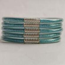 5pcs/Set Lightweight Shiny Bangle Bracelets, Silver Cuff Style Fashion Jewelry, Suitable Gift For Friends Party/Vacation, For Women - Silver Plugs, 5 Per Set - View 13