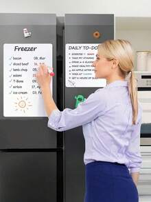 2 Sets Magnetic Erasable Whiteboard Suitable For Refrigerator, Soft Fridge Whiteboard, Reusable Grocery List Weekly Meal Planner For Kitchen, Home Office, Strong Adhesive Easy To Clean - A4 Refrigerator Magnet Whiteboard - View 1