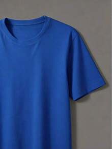 ropa de mujer Camiseta Casual de Manga Corta para Mujer, Suave y Transpirable, Mezcla de Algodón, Cuello Redondo, Corte Regular, Camiseta Básica, Ligera y Cómoda para Uso Diario en Verano, Primavera y Otoño. - Azul - Ver 3