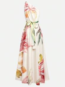 Women's Printed Sleeveless Halter-Neck Elegant Maxi Dress - Perfect For Parties And Vacations - 象牙白色 - 查看 2