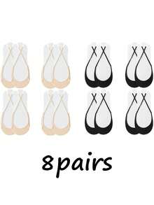 8 đôi tất nữ cổ siêu thấp, không lộ gót, có quai hậu, lót ngón chân vô hình, thích hợp cho giày cao gót và sử dụng hàng ngày. - Nhiều màu - Xem 9