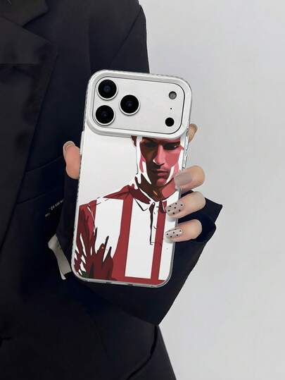 1pc INS Style Football Star Portrait Artistic Anti-Drop Soft Phone Case, Niche Sports Style Protective Cover, Best Gift Choice, Compatible With IPhone 17/17Pro/17ProMax/16/11/16Plus/16ProMax/16e/15ProMax/13/14/12/14ProMax/12ProMax/13ProMax/12Pro/13Pro/14Pro