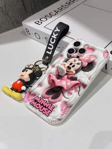 Disney Mickey Mouse Clubhouse Phone Case : 3D Fluffy Pattern Border Protector Phone Soft Phone Case With A Free Cute Mickey Bracelet Chain Lanyard, Mickey, Minnie, Goofy, Donald Duck, Daisy Duck, Pluto, For Apple 17 Promax 17 Pro 16 15 14 13 12 11 Pro Max XS Max X XR Soft Cover Summer Phone Case - trắng - Xem 7