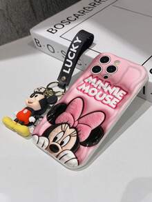 Disney Mickey Mouse Clubhouse Phone Case : 3D Fluffy Pattern Border Protector Phone Soft Phone Case With A Free Cute Mickey Bracelet Chain Lanyard, Mickey, Minnie, Goofy, Donald Duck, Daisy Duck, Pluto, For Apple 17 Promax 17 Pro 16 15 14 13 12 11 Pro Max XS Max X XR Soft Cover Summer Phone Case - 白色 - 查看 7