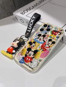Disney Mickey Mouse Clubhouse Phone Case : 3D Fluffy Pattern Border Protector Phone Soft Phone Case With A Free Cute Mickey Bracelet Chain Lanyard, Mickey, Minnie, Goofy, Donald Duck, Daisy Duck, Pluto, For Apple 17 Promax 17 Pro 16 15 14 13 12 11 Pro Max XS Max X XR Soft Cover Summer Phone Case - 白色 - 查看 7