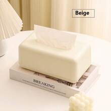 1pc Solid Color Luxury Spring-Loaded Tissue Box, Minimalist Desk Napkin Holder Multi-Function Storage Box For Home - Multicolor - View 8
