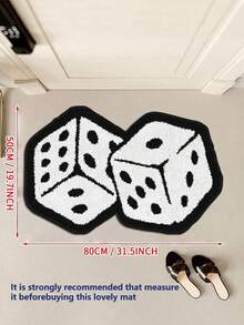 1pc Dice Pattern Personalized Bathroom Mat, Made Of Soft Faux Cashmere, Unique Aesthetic Vintage Area Rug, White Dice Design Suitable For Bathroom, Kitchen, Outdoor, Indoor, Hallway, Bedroom, Living Room, Machine Washable, Easy To Clean, Non-Slip Bottom, Suitable For Bedroom Decor, Bathroom Decor, Holiday Decor, Room Decor, Outdoor Decor - Dice - View 13