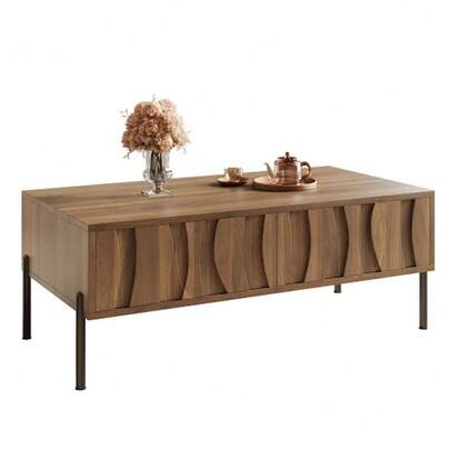 Modern Coffee Table With A Retro Style, Ideal For The Living Room. Dimensions: 105 Cm (Length) X 55 Cm (Width) X 41 Cm (Height).