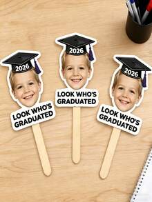 Customized Graduation Class Decorative Fan, Personalized Photo Printed On Fan Surface, Suitable For Learners, Graduation Season Decoration, Party Events And Gift Choice - Multicolor - View 2