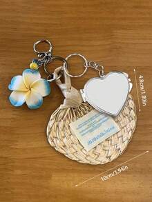 1pc Summer Fan Shaped Heart Mirror Pendant, Hawaiian Style Pendant, Fresh Fan Accessory, Portable Makeup Mirror Keychain, Summer Phone Charm, Car Hanging Decor, Bag Charm, Essential For Fashion Lovers, Suitable For Beach, Travel, Summer Vacation And Daily Life, Perfect Gift For Birthday, Travel, Party, Wedding, Holiday - Multicolor - View 11