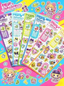 Tamagotchi 1件 2026 3D貼紙，防水可重複使用，復古可愛設計裝飾用，適合各種節日的精美禮物（隨機款式） - 彩色 - 查看 5