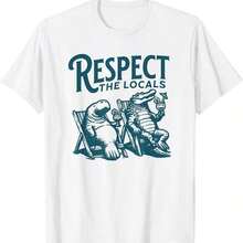 1 pieza Camiseta Divertida de Viaje por Florida con Estampado de Manatí y Cocodrilo, 180g 100% Algodón - Blanco 11 - Ver 7